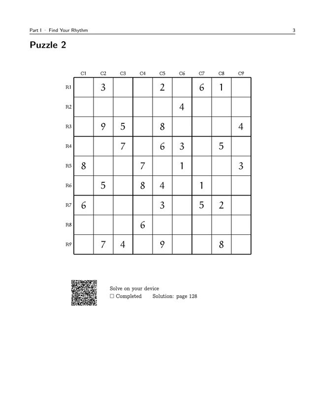 Mastery! Advanced Sudoku, printed page 3: Puzzle 2. Read the sample description below for context.